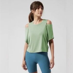 NWT Athleta Oversized Raleigh Green Cold Shoulder Intention Tee Small